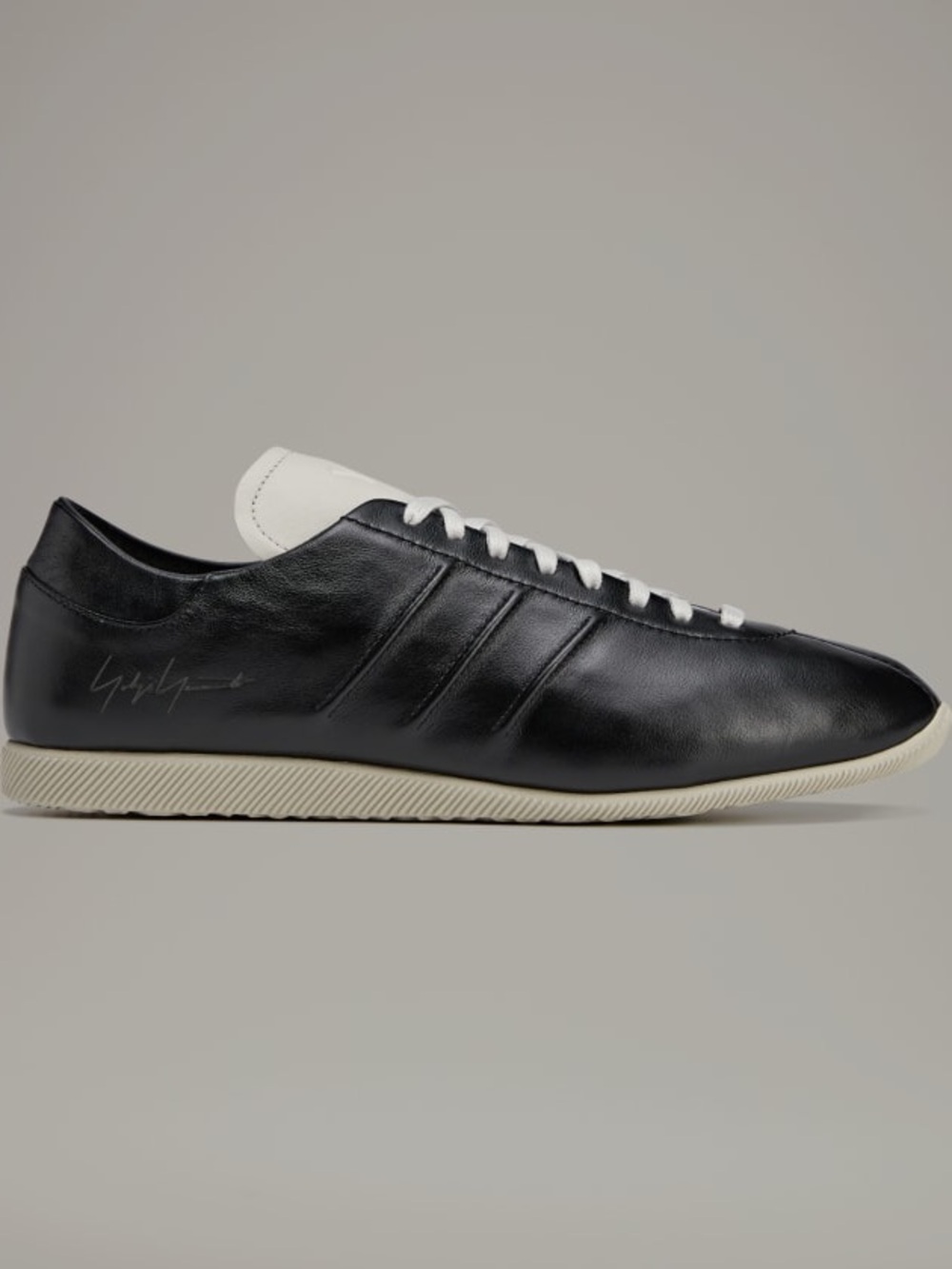 Y-3 Black and White Leather Athletic Sneaker